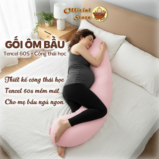 [HỎA TỐC] Gối ôm bầu Tencel 60s mềm mát - Gối bầu kê bụng nâng đỡ toàn thân giảm đau lưng vai cổ cho mẹ bầu ngủ ngon