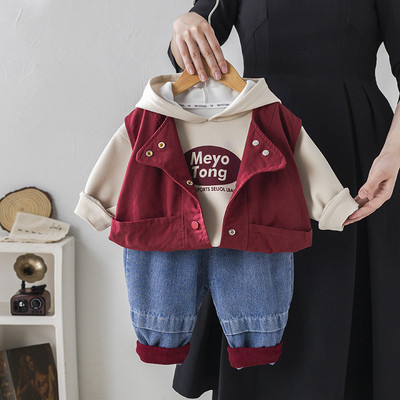 Set Thu Đông Áo Khoác Gile Hoodie Quần Dài Jean Cho Bé Trai 1-5 Tuổi MINTSCLOSET Quảng Châu - TD4464