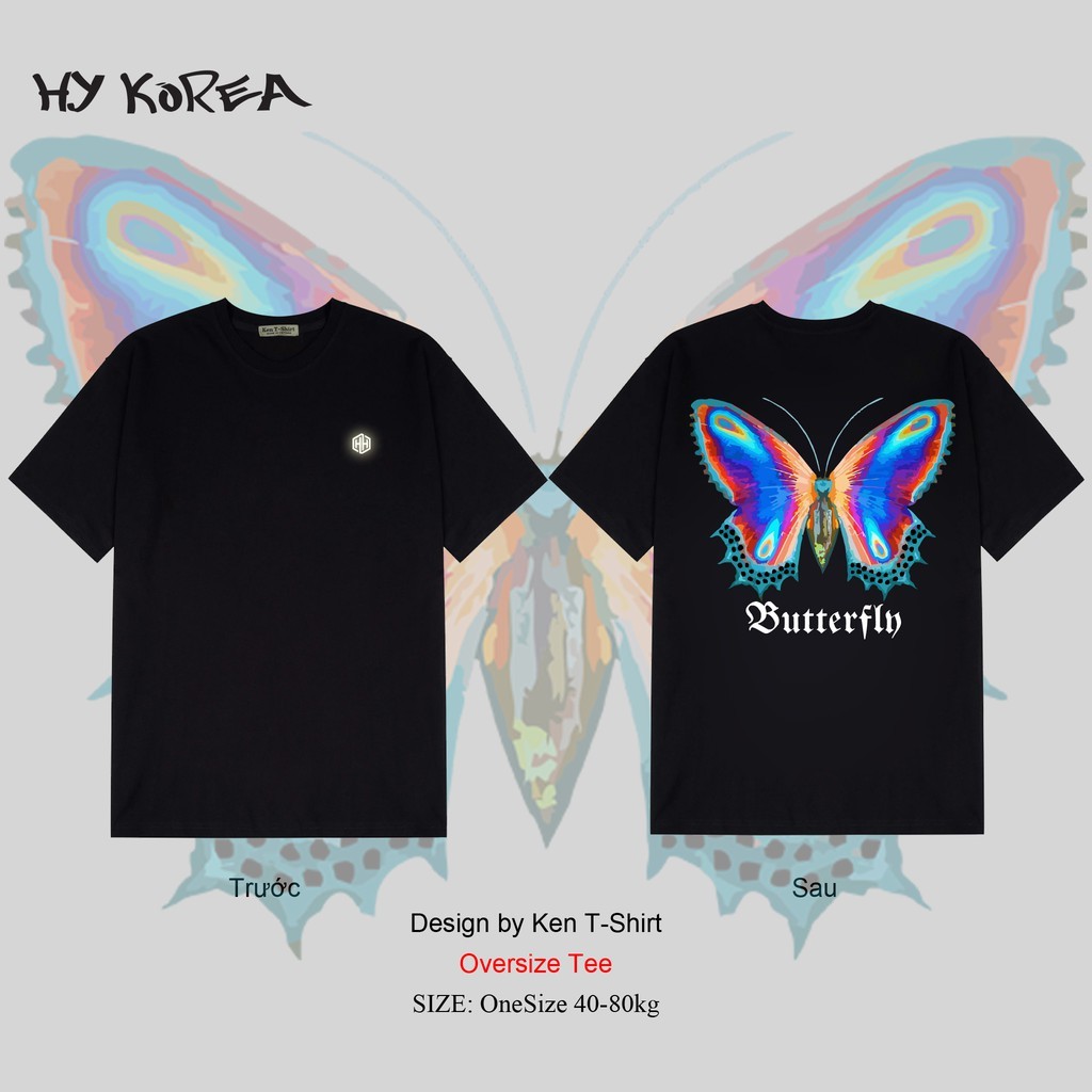 Áo Thun Tay Lỡ HY Korea In Hình Butterfly 147.