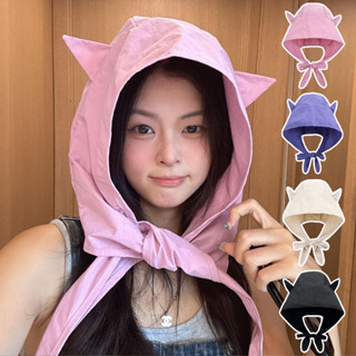 Mũ Trùm Phối Tai Mèo Chống Nắng Mưa - Purple Little Devil Strap Mũ chống nắng khô nhanh, Vải nhanh khô