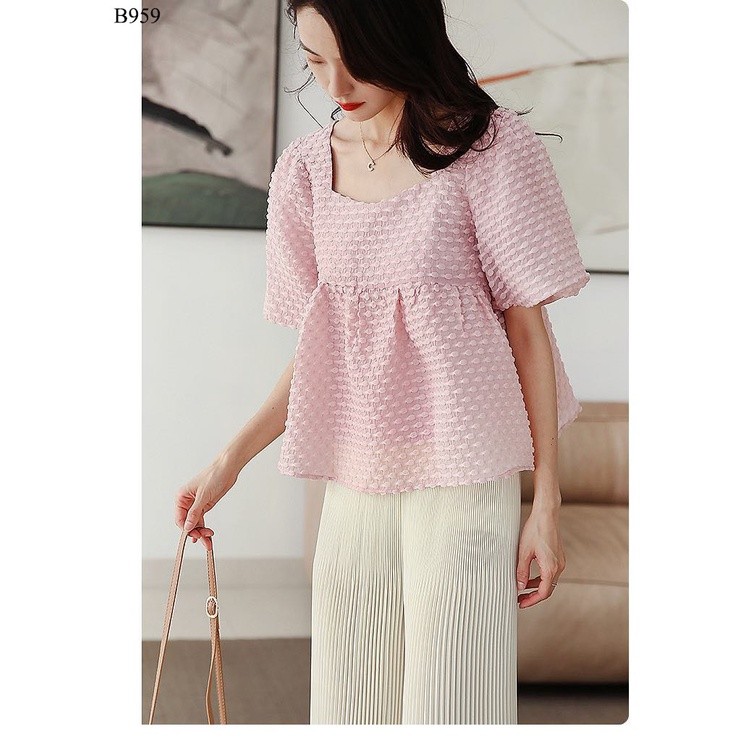 Áo Sơ Mi Tay Ngắn Nữ Lamo Design Áo Sơmi Nữ Tay Phồng Cổ Vuông Trẻ Trung Chất Vải Thời Trang HotTren