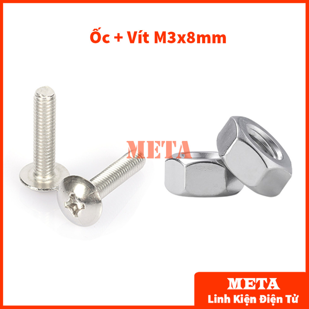 Ốc Vít M3 Chữ Thập - Vít M3 đầu tròn dài 5mm/8mm, Đai Ốc Lục Giác M3 - đường kính trong 3mm
