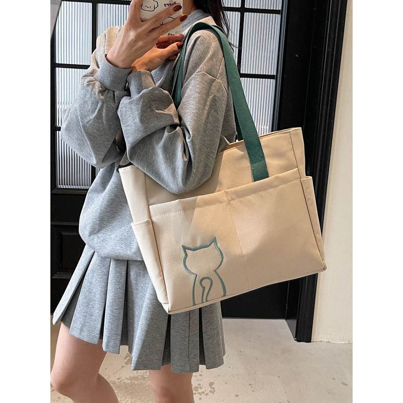 túi đi tiệc hapas Túi vải bố thêu thường ngày túi tote đi học cỡ lớn cho nữ túi tote một vai học sin