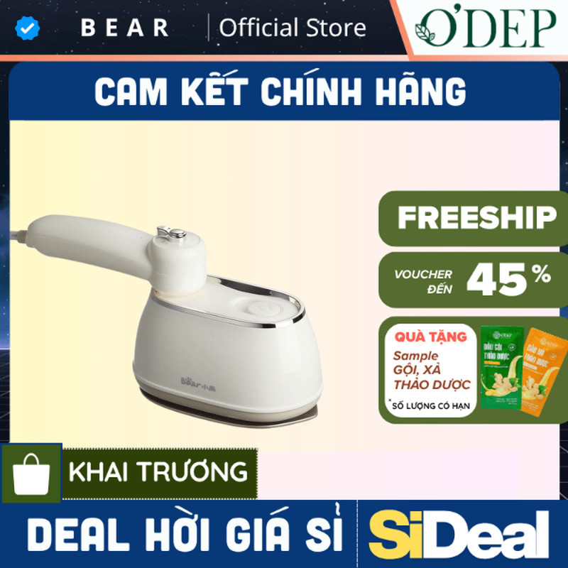 Bàn ủi hơi nước cầm tay Bear DYD-J10Q1, 2 In 1 Ủi nước/ khô nhanh tiết kiệm thời gian, BH 18 Tháng -
