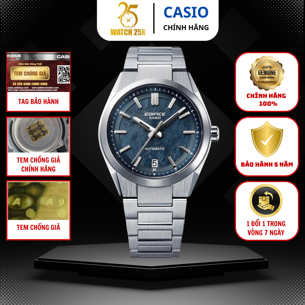Đồng Hồ Nam Casio EFK-100D-2ADR Watch25x – Mặt Xanh Navy Cuốn Hút, Kính Cứng Bền Bỉ, Phong Cách