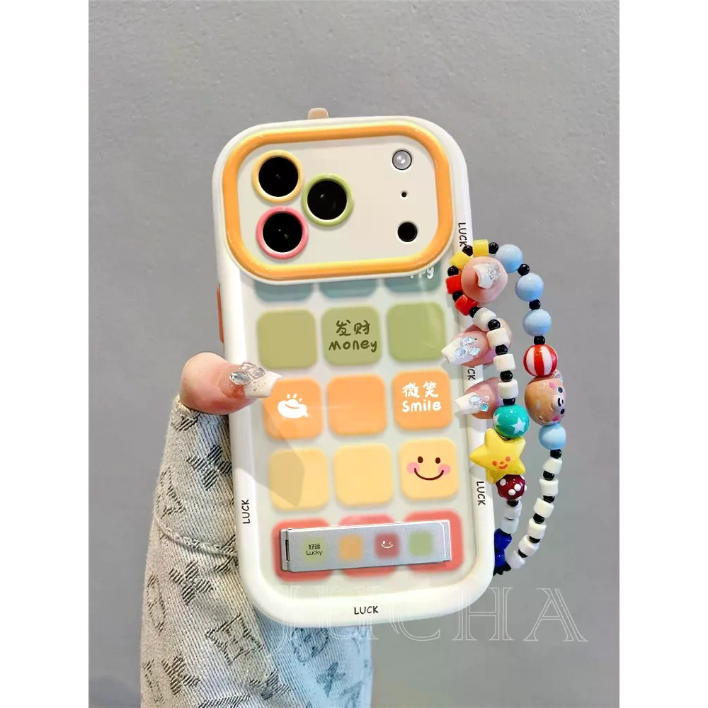 Lucky Lucky Lucky Lucky Lucky Cream Màu Trong Suốt Checkered Thích Hợp Cho iPhone Apple 17 Vỏ Điện T