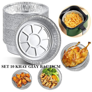 Set 10 khuôn giấy bạc lót nồi chiên không dầu, giấy bạc nướng chịu nhiệt