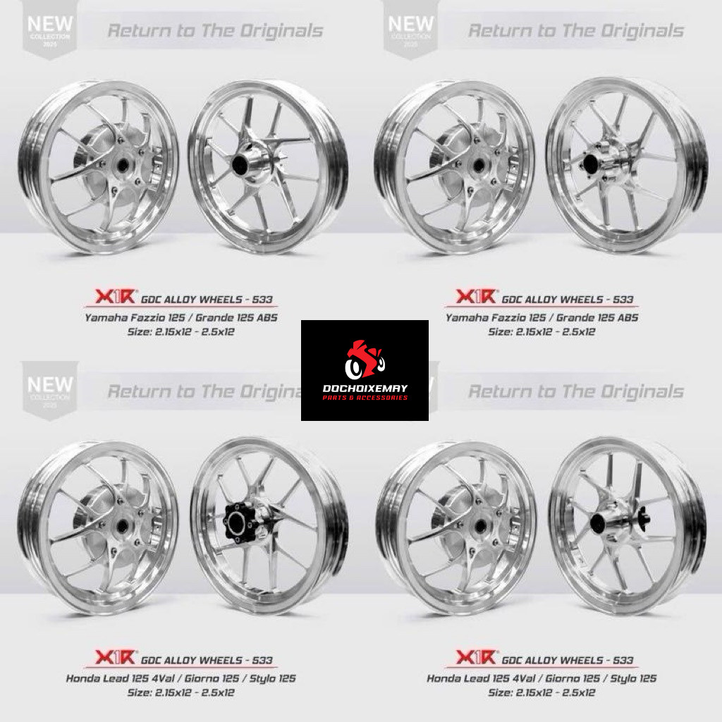 Mâm 10 Cây 533 Chính Hãng X1R Cho Lead 125 4V 2V  / Scoopy 110 / Stylo 160 CBS – Mâm CNC Mạ Màu Cao 