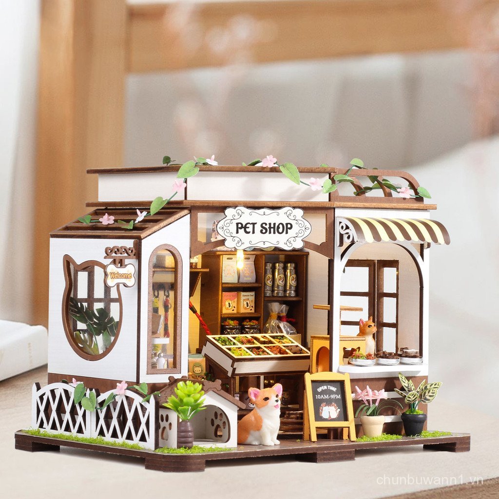 Store model miniature wooden house assembly diy Handmade Birthday Gift from Small House