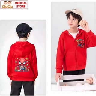  Áo Khoác Nỉ Có Mũ Cho Bé Trai Siêu Nhân Người Nhện CIUCIU Áo Hoodie Vải Nỉ Da Cá Mềm Mịn Giữ Ấm Tốt 