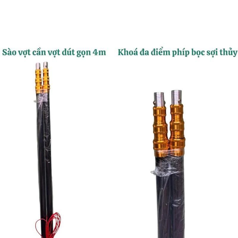 bộ cần sào rút 4m vip không phụ kiện phíp bọc sợi thủy tinh cách điện kèm theo dây điện đế cò cò bóp