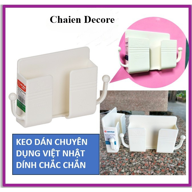 Kệ Dán Tường Để Đt , Remote Có Móc Treo Tiện Dụng Chất Liệu Nhựa pp Cao Cấp, Mẫu Mới Chịu Lực tốt Ch