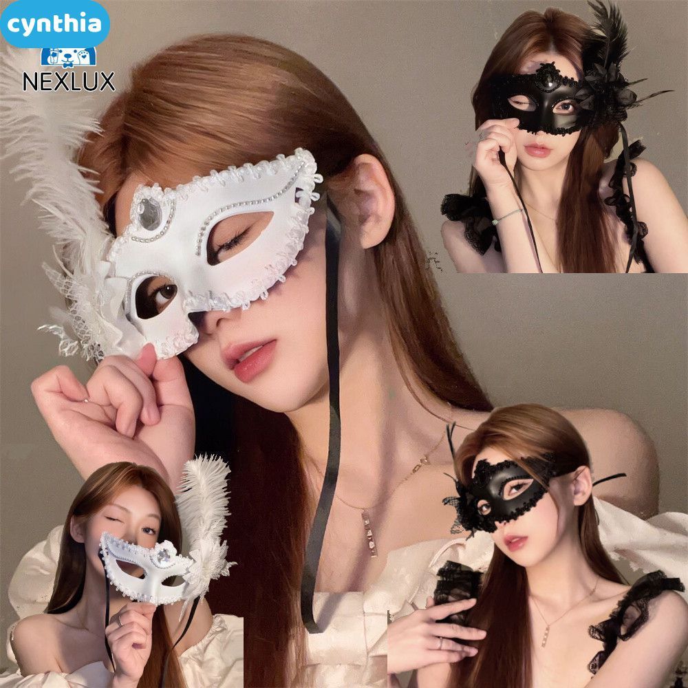 Yutudianzi Halloween Costume Girl Mask Half Face Halloween Feather Mask Goddess Beautiful Props Part