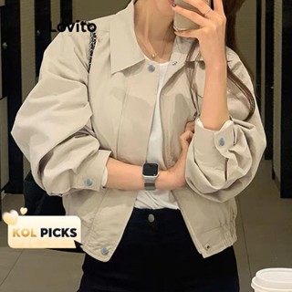   KOL‘s pick  Áo khoác Lovito có dây kéo và nút phong cách thường ngày cho nữ LNA34140  màu mơ  
