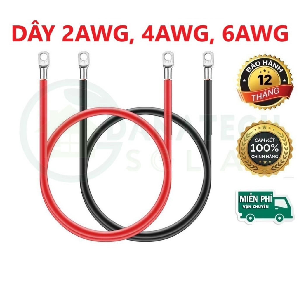Dây nối bình acquy, pin lithium 2AWG 4AWG 6AWG, dây điện AWG siêu mềm, chịu nhiệt cao 200 độ C