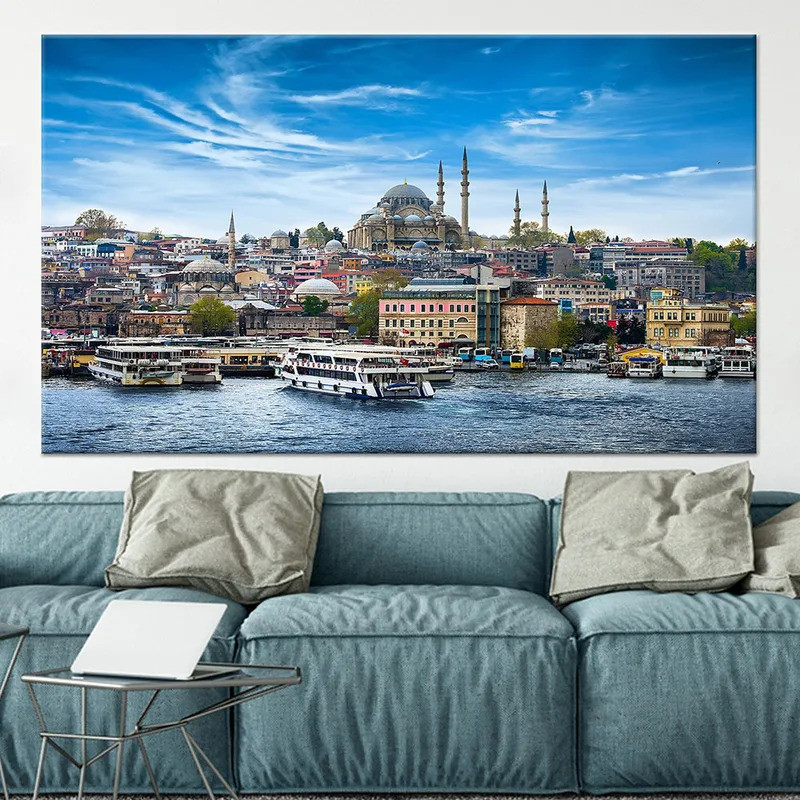 Suleymaniye Nhà thờ Hồi giáo Istanbul Thổ Nhĩ Kỳ Cityscape Poster Canvas In Tranh Istanbul In Nghệ t