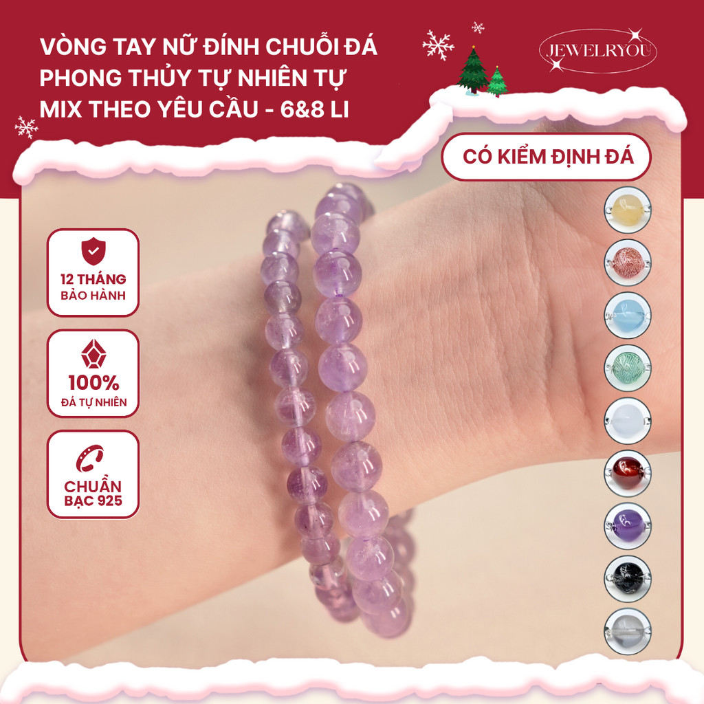 [ib Chọn Đá] JEWELRYOU Vòng Tay Nữ Co Dãn Đá Năng Lượng Tự Nhiên Tự Mix Theo Yêu Cầu Cho Phong Cách 