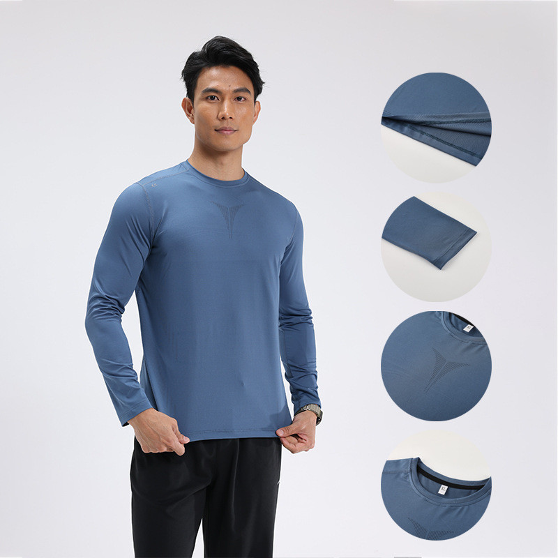 【Ready Stock】 Outdoor Long Sleeve Quick Drying Clothes Men's Loose Large Size Sweat-Absorbent Marath