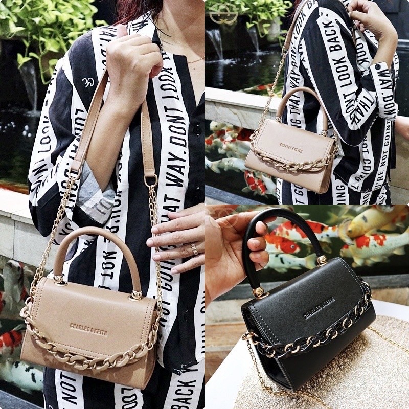 OC8 Hanako - Túi đeo chéo nữ Combi Chain 6770 - CHARLES & KEITH IRENE