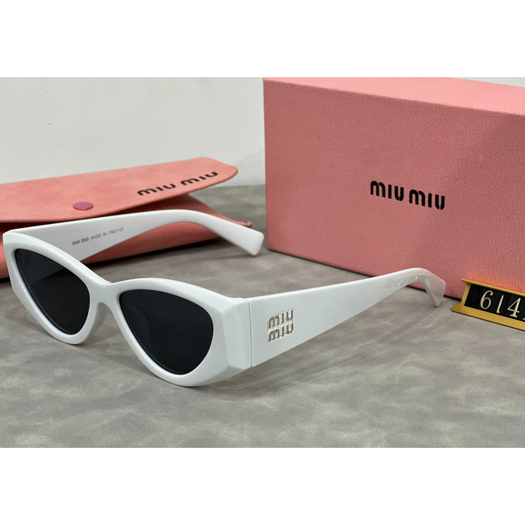 MIU MIU MIU MIU Muu Temple Micro-Standard Design Acetate Fiber Hình dạng không đều Kính râm Nữ Đen j