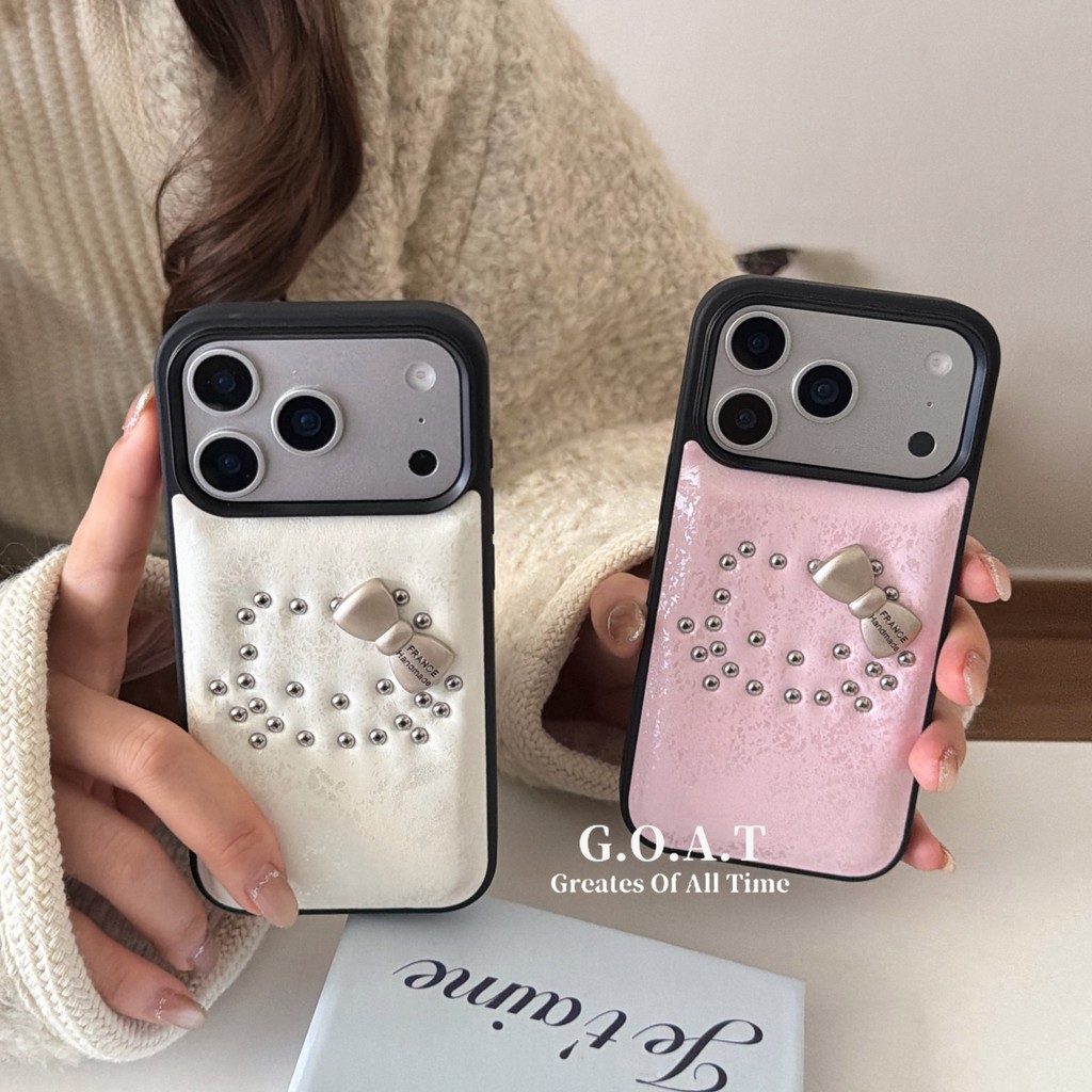 G.O.A.T Da Đinh Tán Kitty Nơ Vỏ Tương Thích Cho iPhone 17 Pro Max iPhone 17 16 15 14 13 Pro Max iPho