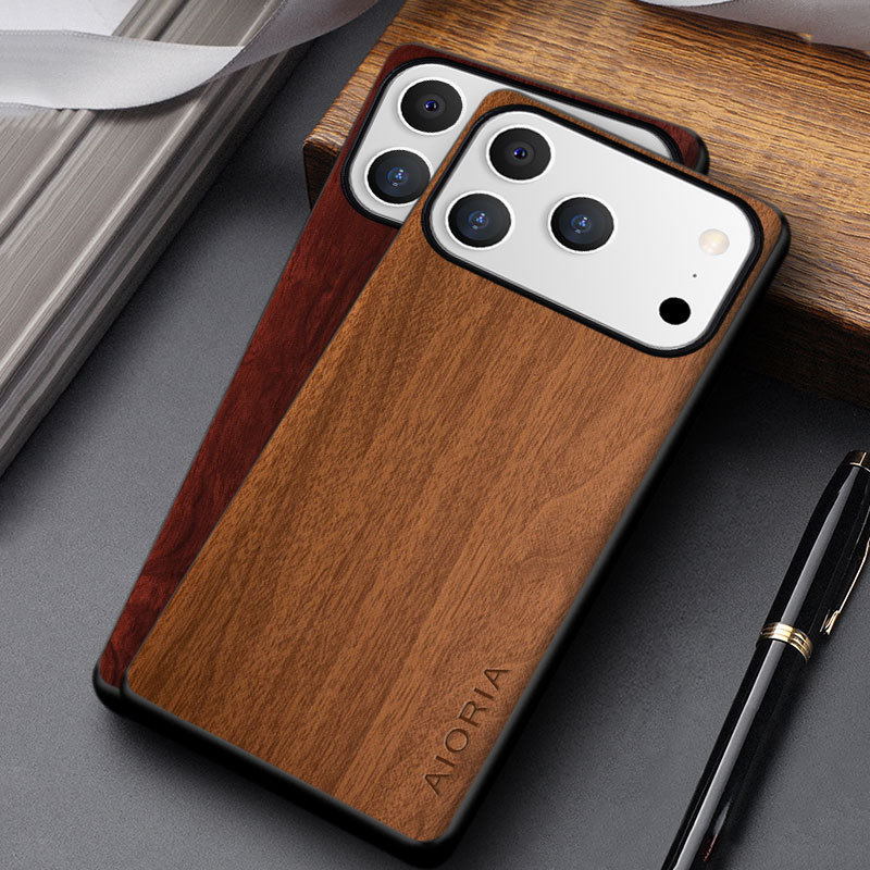 Dành Cho iPhone 16e 16 Pro Max i16 Plus Ốp Lưng Họa Tiết Gỗ Phong Cách Vintage Da PU Cứng Bảo Vệ