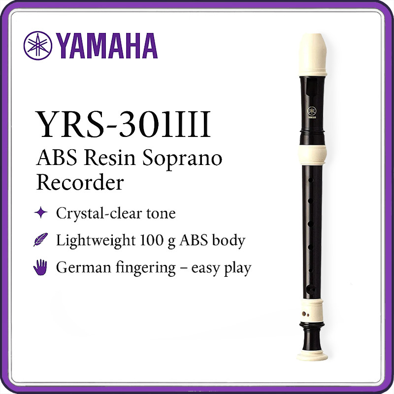 Yamaha YRS-301III Soprano Recorder – ABS Resin German Fingering, Lightweight Student Flute