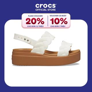  Dép Xăng Đan Đế Xuồng Nữ Crocs Brooklyn Upper Low Wedge - Chalk 
