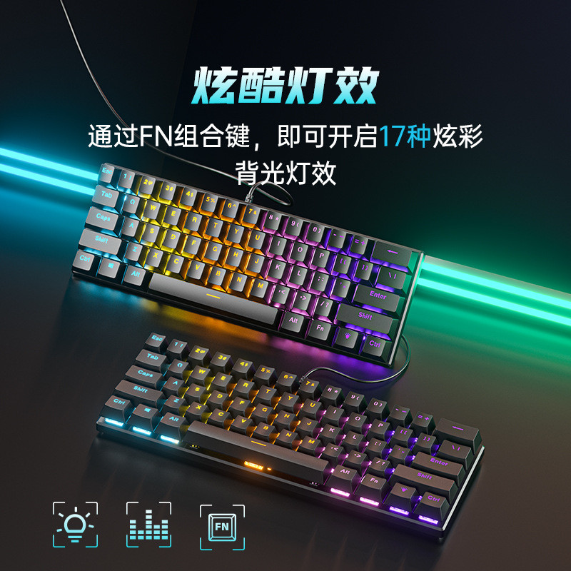 BD61 Bàn Phím Cơ Có Dây Trục Đỏ Trục Xanh Trục Nâu Hỗn Hợp Nhẹ Chơi Game 61 Phím Bàn Phím Cơ FXQX