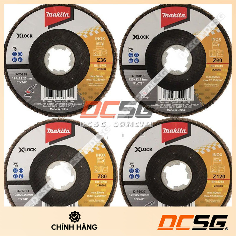 Đĩa nhám xếp 125mm X-lock Makita (chọn độ hạt) | DCSG