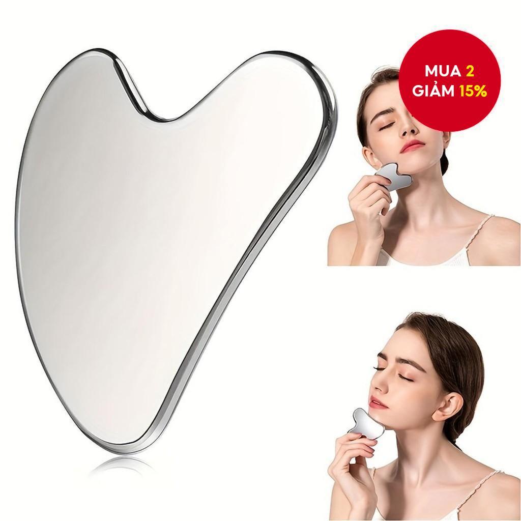 Gua Sha Board Làm Đẹp Chăm Sóc Da Mặt Dụng Cụ Inox GuaSha Massage Dụng Cụ Tự Nhiên Đa Năng Mặt Bạc K