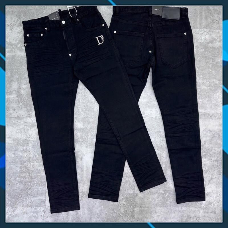 Quần jean nam DS, Q đen trơn logo D2 hàng Quảng Châu