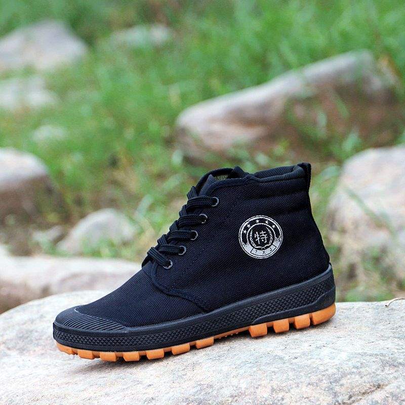 Giày  Lao Động Cổ Cao Vải Bố Đế Vàng, Giày Boot Nam Đi Phượt Chống Trơn Trượt Siêu Bền G121