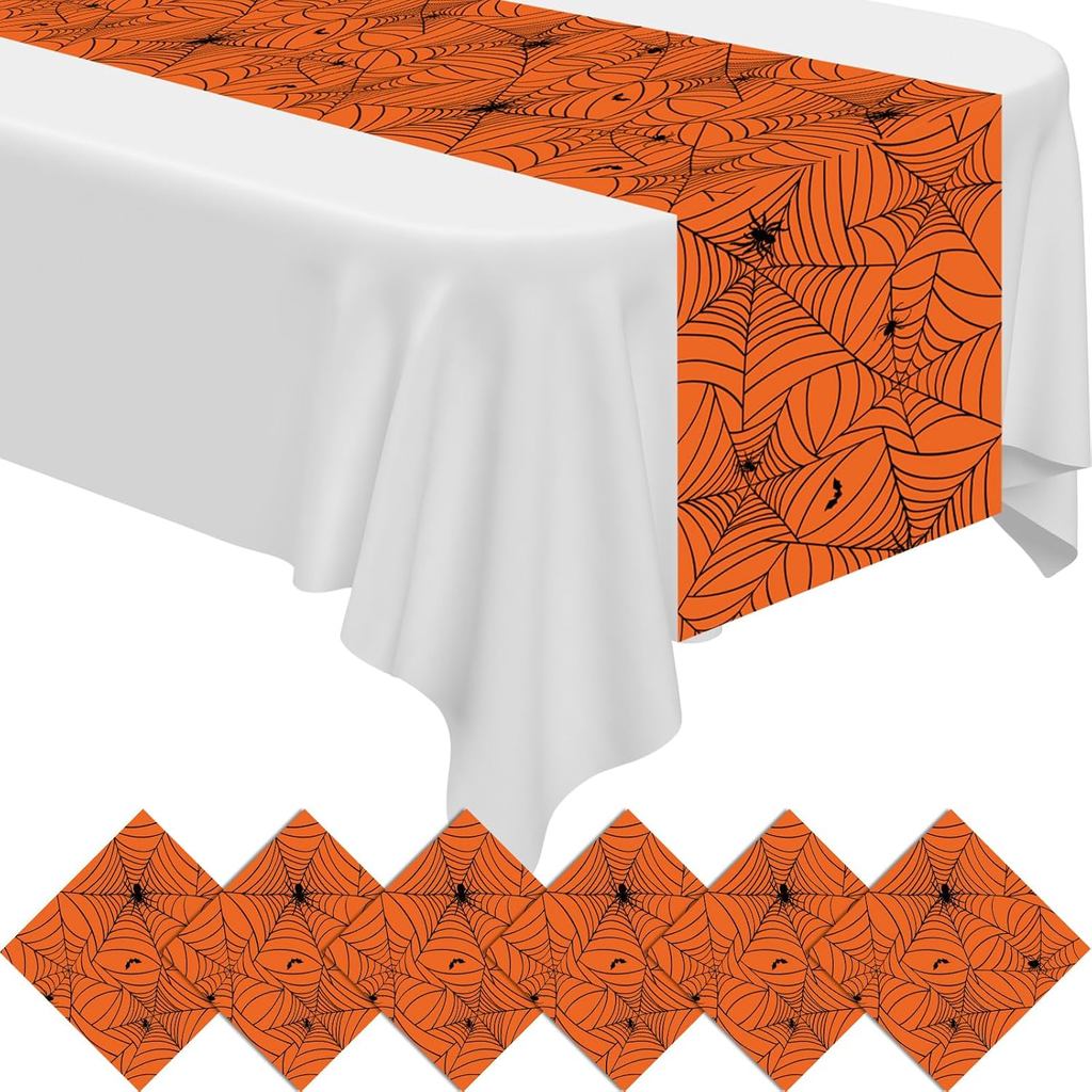 6 Chiếc Halloween Table Runner Spider Web Table Runner 14 x 108 Inch Spider Web Trang Trí Nhà Bếp Nh