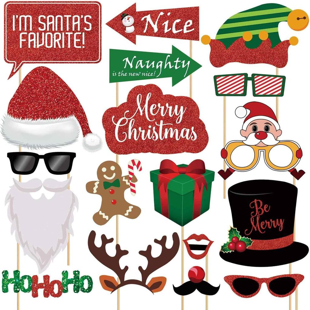 Bộ đạo cụ gian hàng ảnh Giáng sinh lấp lánh - 25 Đếm quà tặng trang trí tiệc chụp ảnh lớn, vui nhộn 