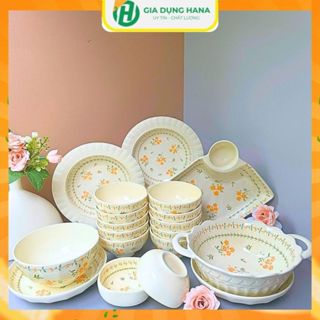 Bán Lẻ tô chén  bát đĩa Gốm Sứ họa tiết Hoa Mai Vàng -  Gốm Loại 1