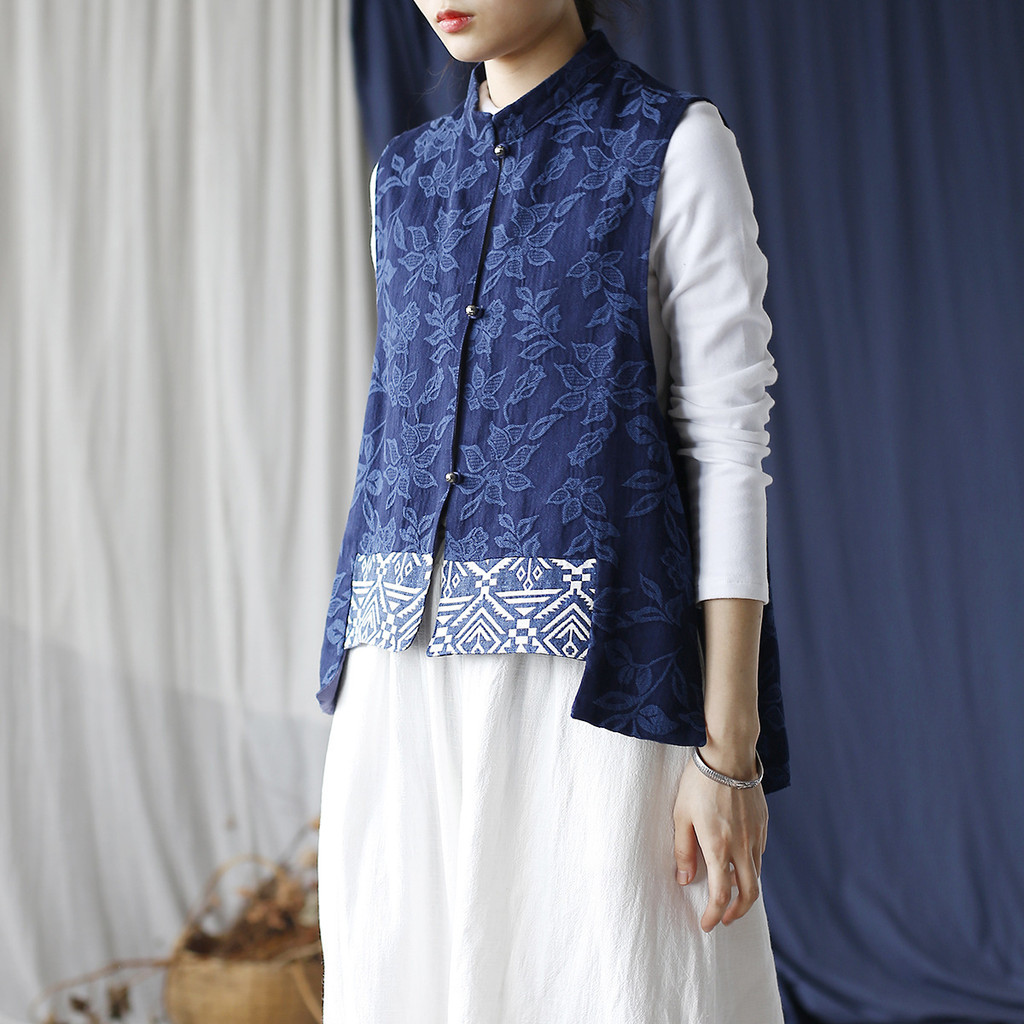 Áovest nữ bông cotton dáng rộng style retro