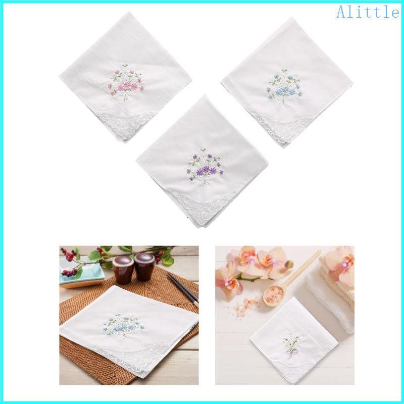 Alia Nữ Mềm Mại Màu Kẹo Hoa Ren Viền Hankies Cho Tiệc Cưới