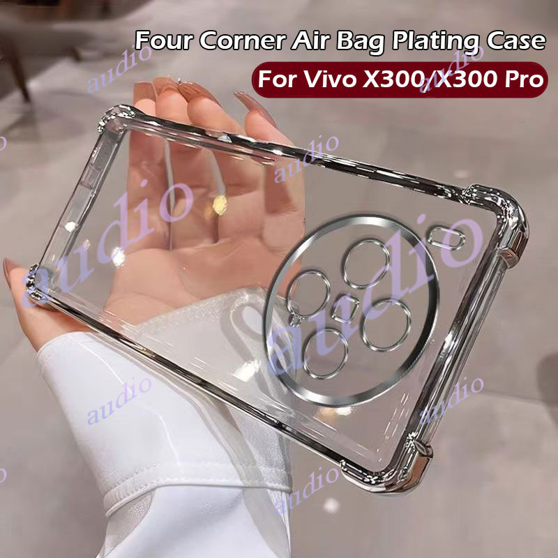 Ốp điện thoại trong suốt mạ bốn góc Vivo X300 5G cho Vivo X300 Pro VivoX300 Pro 5G 2025 Ốp lưng sili