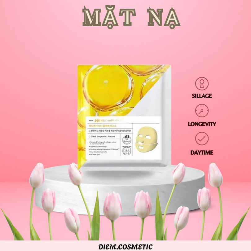 Mặt Nạ Thạch Vàng Chống Lão Hóa Med.iA.nsw.er Vi.ta.min Coll.ag.en M.ask 35g (Vàng) hộp 5 miếng | Di