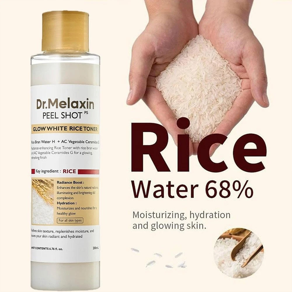 Dr.Melaxin Peel Shot Glow Rice Toner 200ml hydrated Skin Cleansing Skin