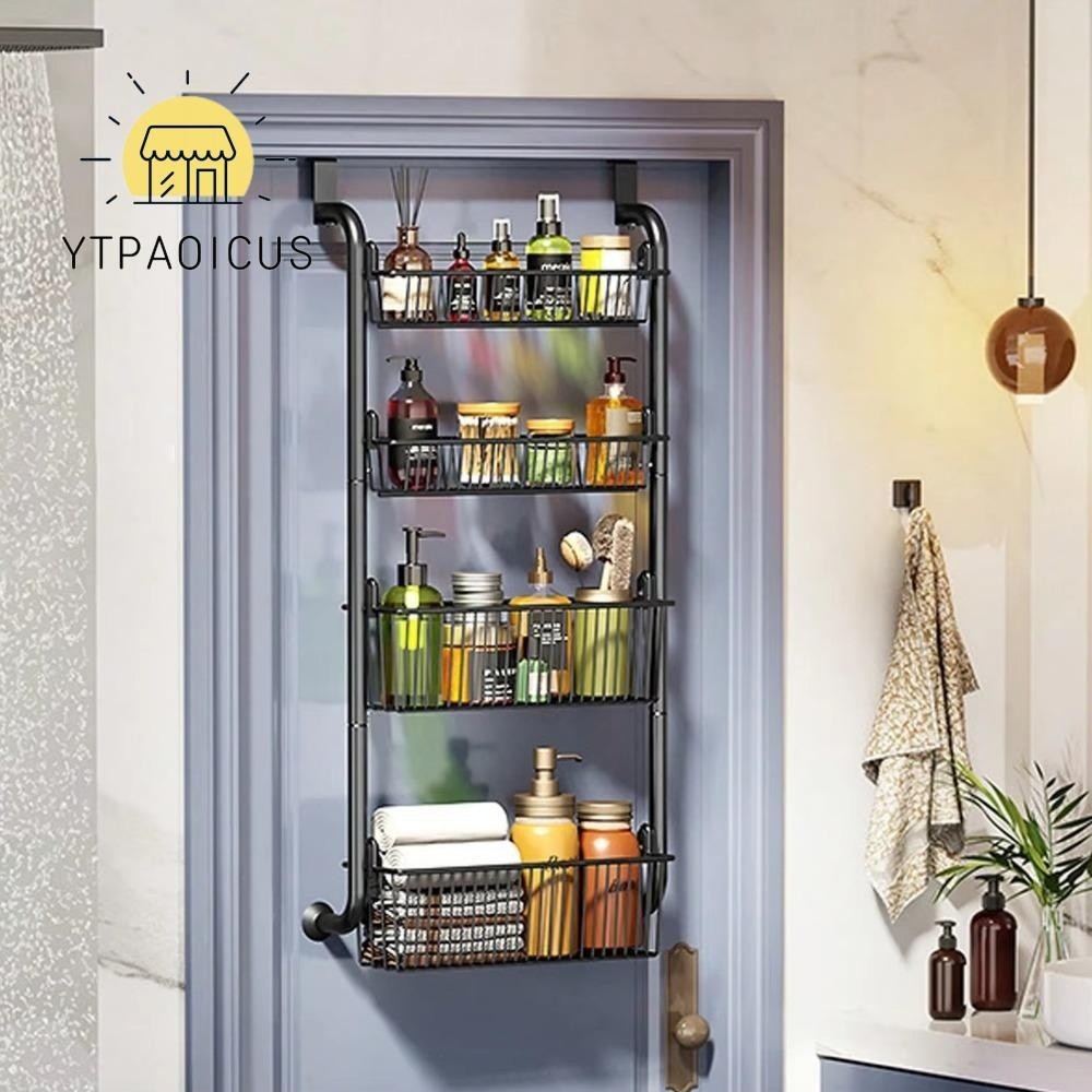 YURUYI Door Hook Shelf Easy Installation Door Hanging Organizer 4-Tier Rustproof Space-Saving Storag