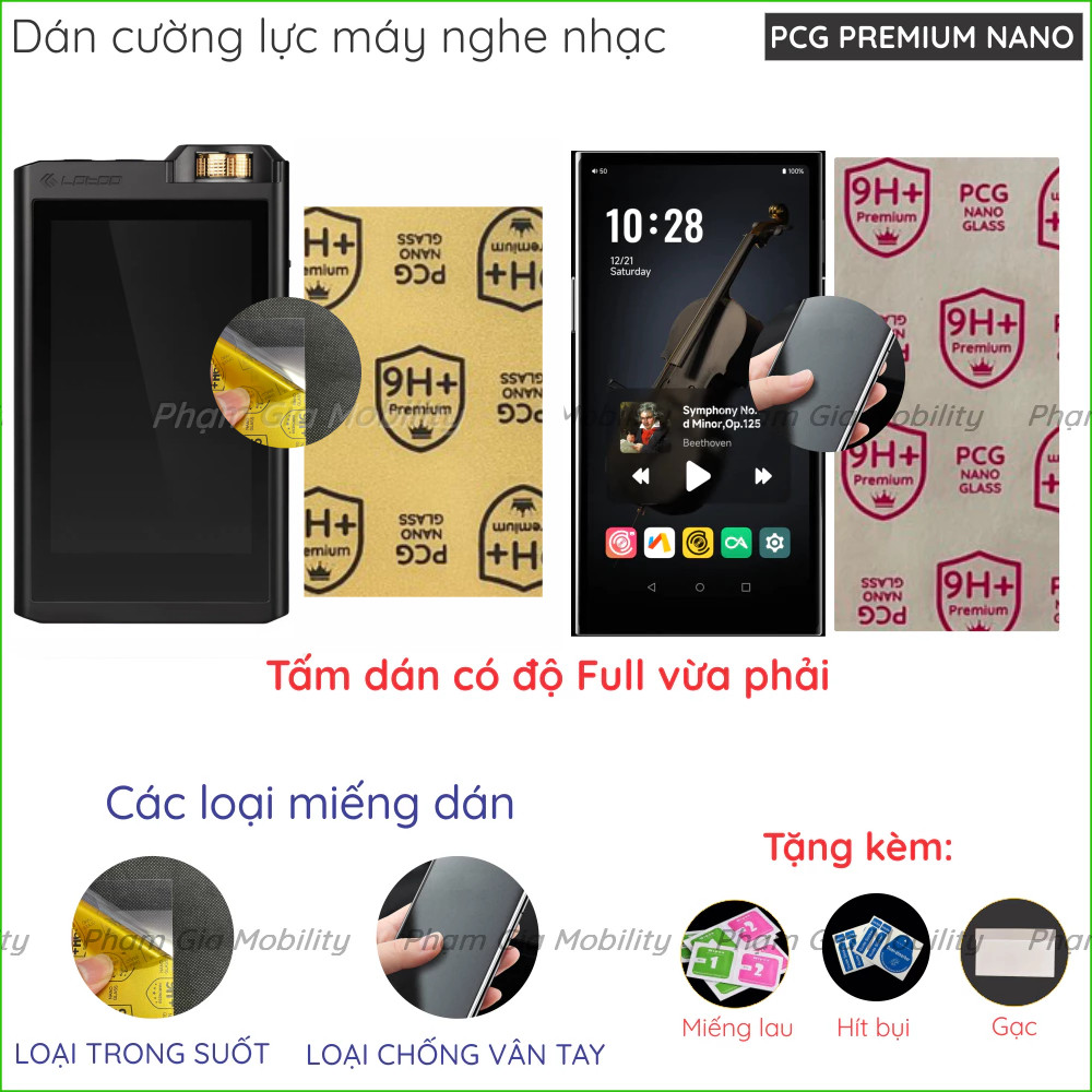 Dán cường lực máy nghe nhạc cho LOTOO Paw Gold Touch Livemix Shanling M3 Plus TempoTec V3 Cayin N3 U