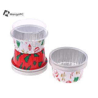 [Max-t] 10 Chiếc Cốc Thiếc Lá Nhôm Tròn Có Thể Tái Sử Dụng Có Nắp Bánh Pudding Khuôn Chiên Không Khí Hộp Thiếc Khay Nướng Nhỏ Cốc Thiếc Mới