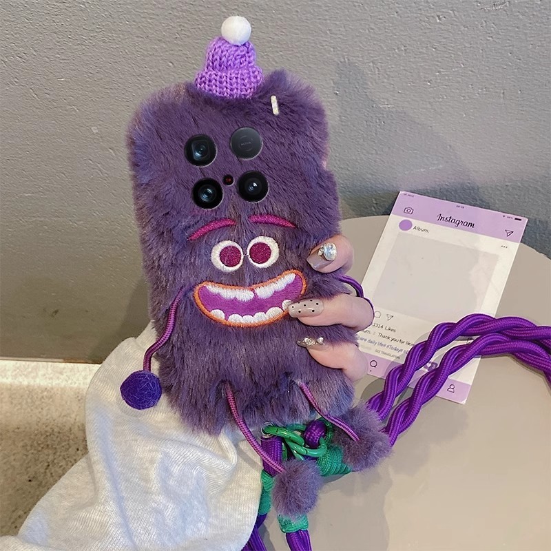 Quái vật màu tím lông thú Thích hợp cho Vỏ điện thoại vivox200 Y300 Crossbody 90 Vỏ bảo vệ Huawei ig