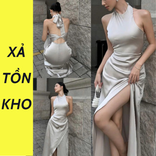  Đầm Lụa Dự Tiệc SC676 Đầm Lụa Xẻ Tà Phối Chéo Lưng Cách Điệu Dáng Dài Qua Mắt Cá Chân 