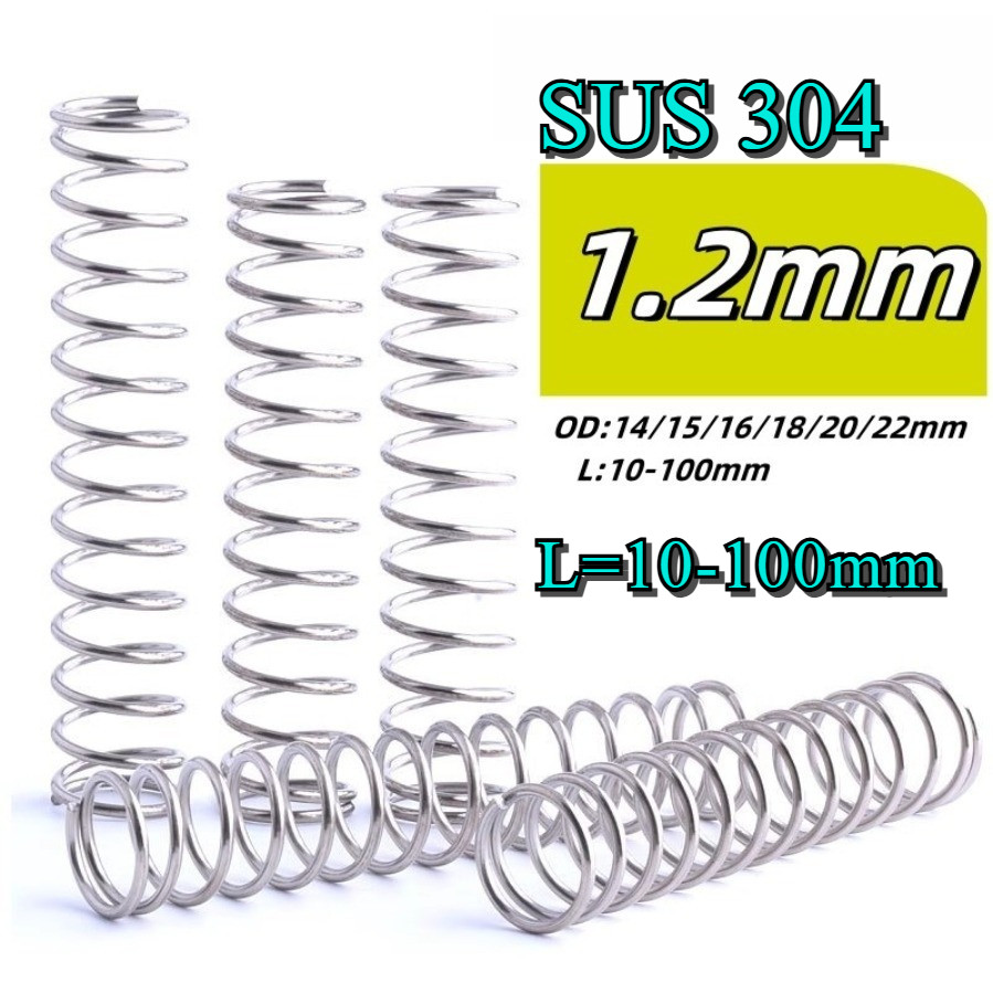 Set 10 cái Lò xo nén inox 304 sợi 1.2mm * phi 14-22mm * dài 10-100mm [N2B]
