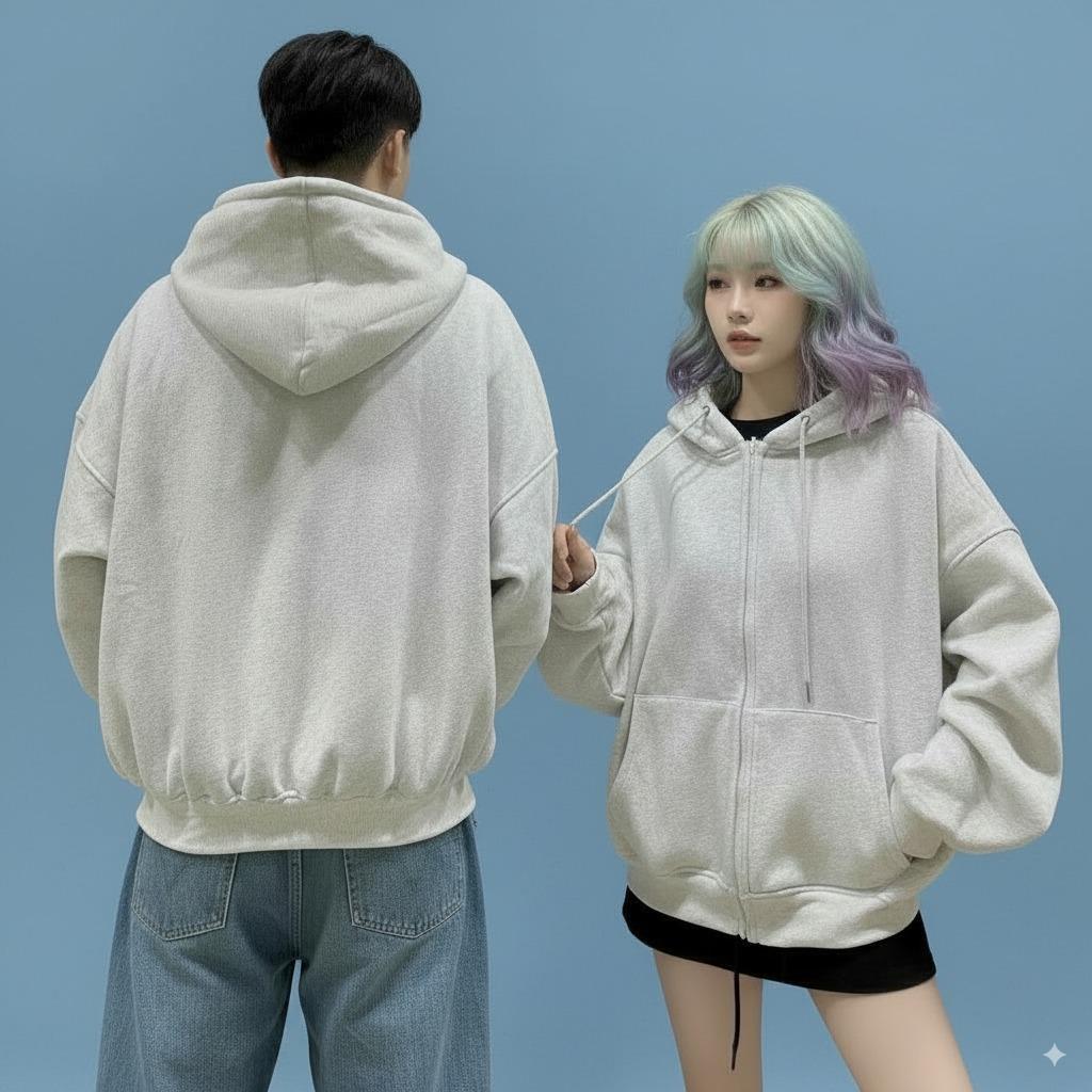 Áo khoác nỉ trơn kéo khoá lót lông cáo mịn loại 1 Women Top áo  khoác  nỉ qhclothes