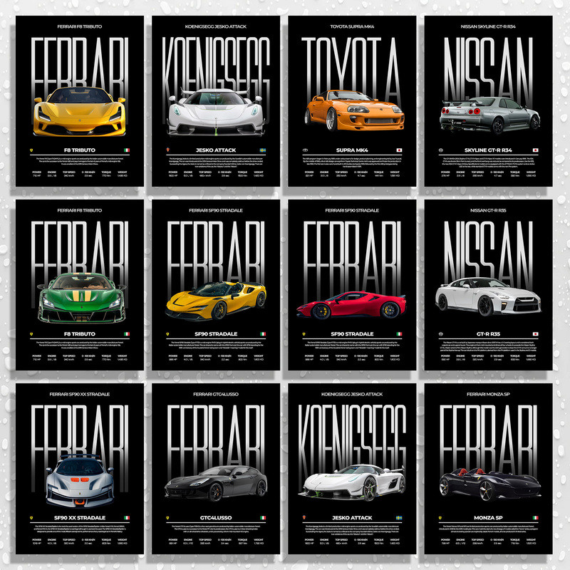 F8: Ferrari V8 Legacy Pinnacle – Sleek Mid-Engine Supercar Art Print (không đóng khung) | 710-HP Tra