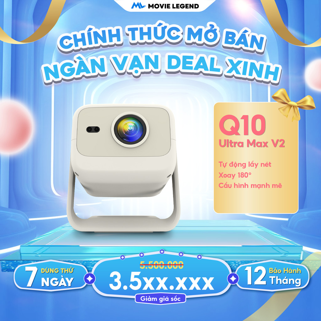 [DONNGUYEN_DV] [FLASH SALE 24H] Máy Chiếu Q10 Ultra Max Version 2 - Máy Chiếu Movie Legend, Hỗ Trợ F